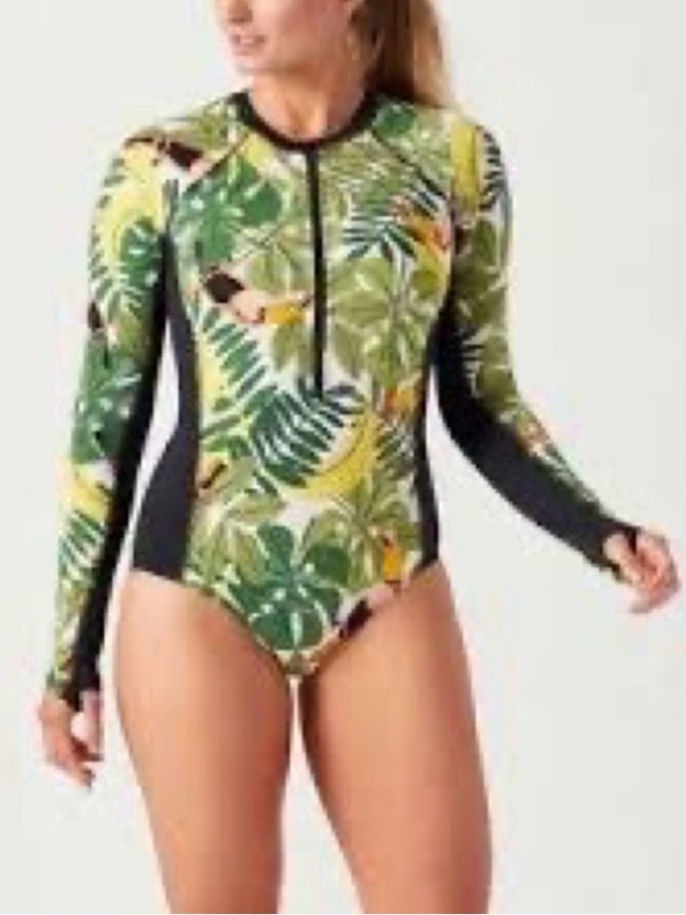 Duluth Trading Co. - Long Sleeve Zip Front Long Toucan Swimsuit